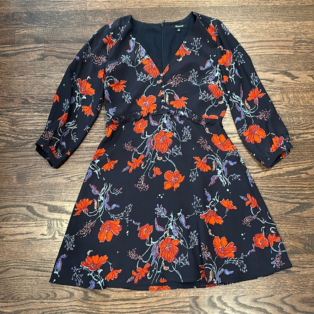 Madewell Flowered Silk Dress